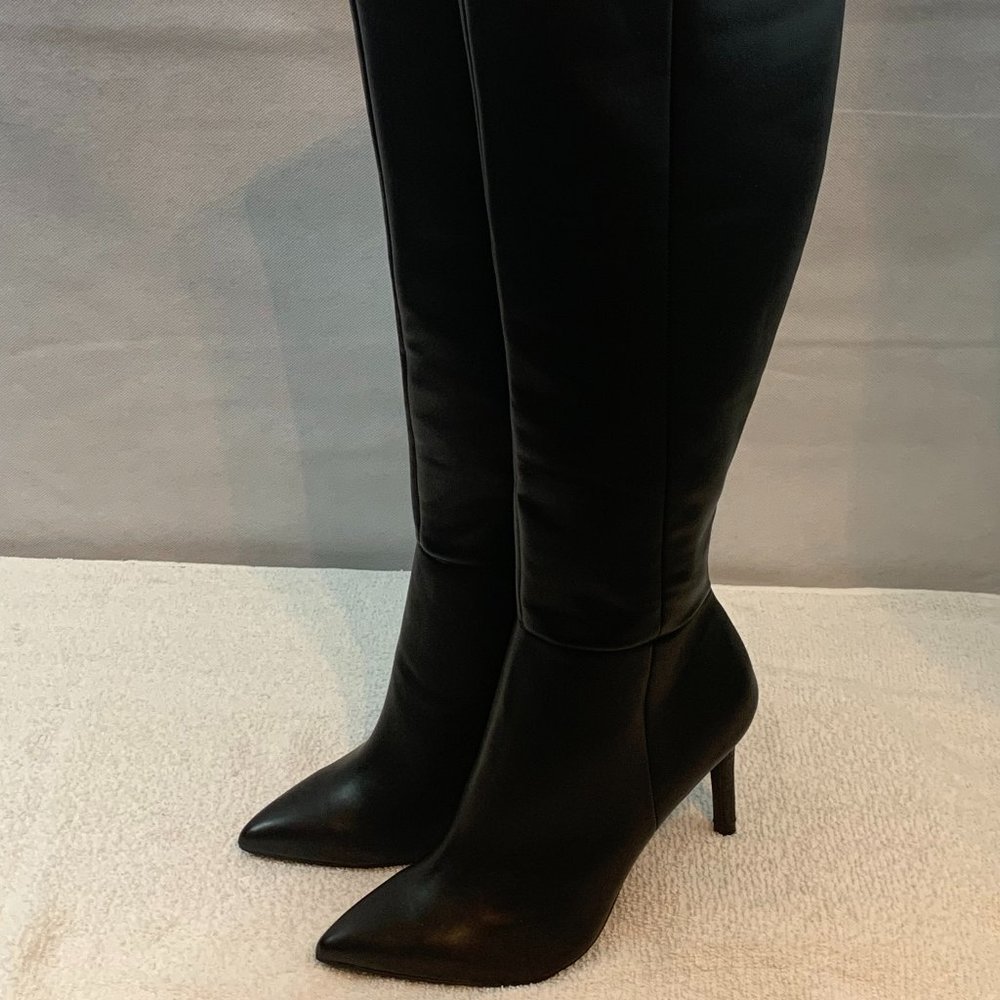 NEW! Nine West Womens Heeled Boots 7M Black Faux Leather Tall Talya, Richy Style